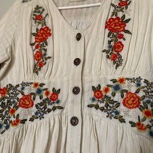 Roolee Cream and Floral Knee length dress